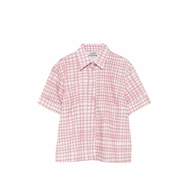 ペンス レディース プルオーバー トップス Laura gingham-check short-sleeve shirt Pink