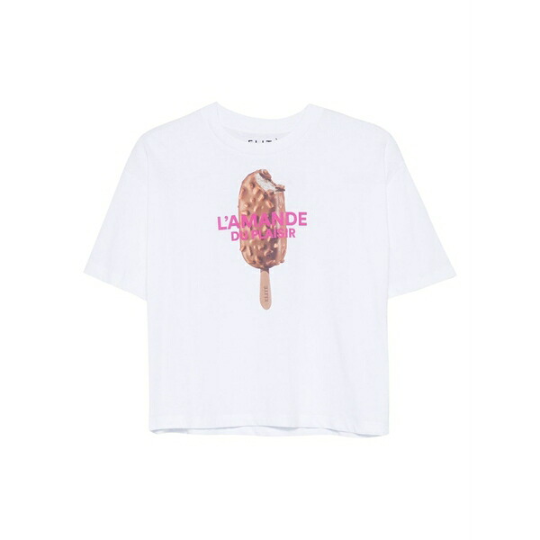 エリート レディース ティーシャツ トップス Graphic-print t-shirt White