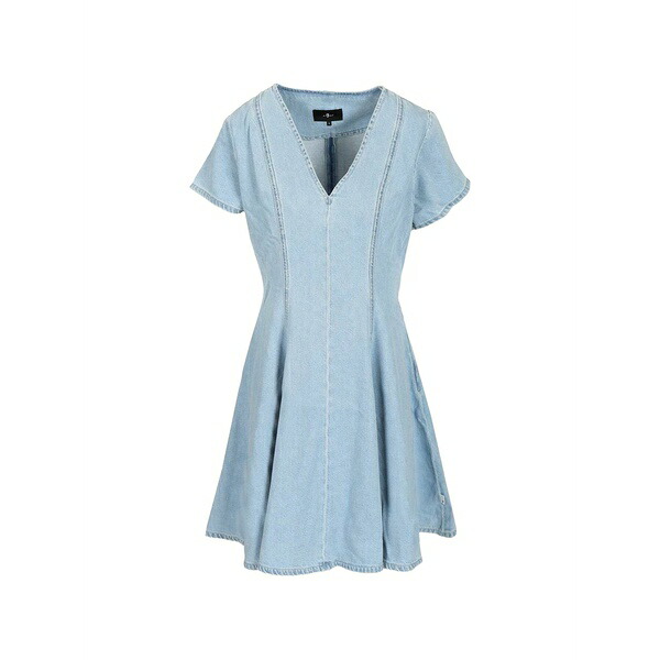 7フォーオールマンカインド レディース 衣装 トップス Puff-sleeve denim mini dress Blue