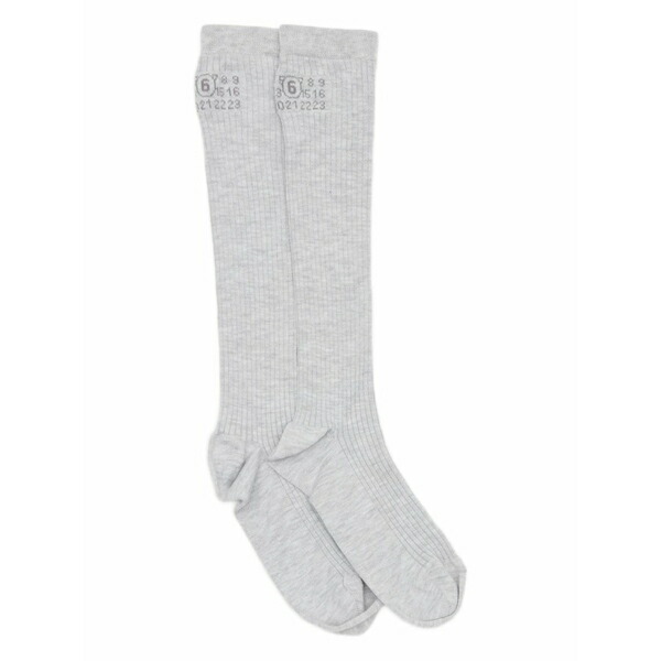 マルタンマルジェラ メンズ ソックス アンダー御召しもの Ribbed logo socks Grey