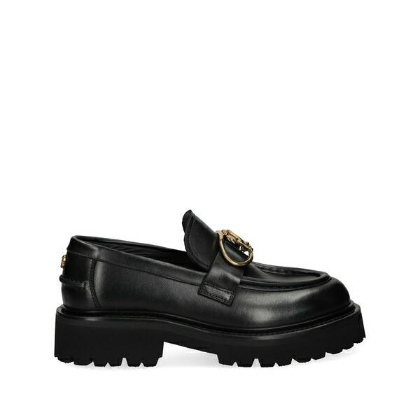 ロベルトカヴァリ レディース スリッポン・ローファー シューズ Logo-plaque loafers Black|asty