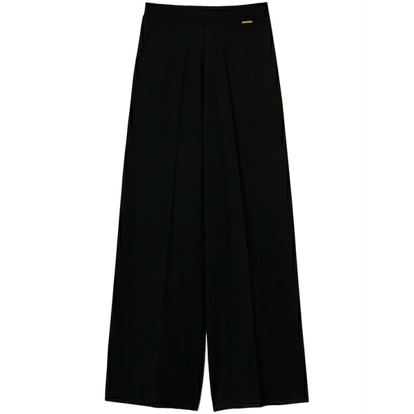 ツイン書き割り レディース 心地よいズボン下 ボトムス Palazzo trousers Black
