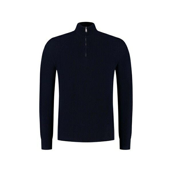 フェデーリ メンズ ニット&セーター アウター Half-zip ribbed-knit sweater Blue｜asty