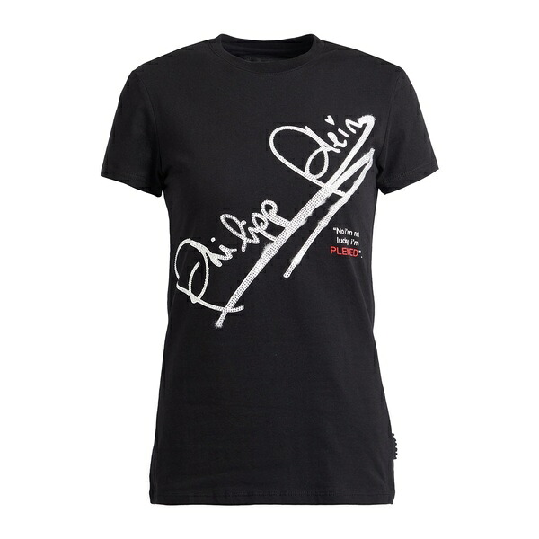 【送料無料】 フィリッププレイン レディース Tシャツ トップス T-shirts Black｜asty