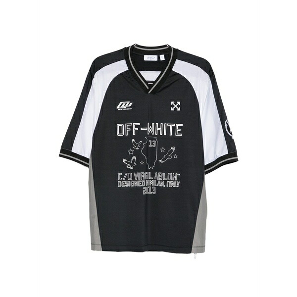 象牙色 メンズ プルオーバー トップス Logo-print v-neck t-shirt Black