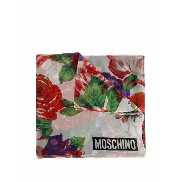 モスキーノ メンズ えり巻き・袈裟・えり巻き 付属物 Floral-print silk scarf Red
