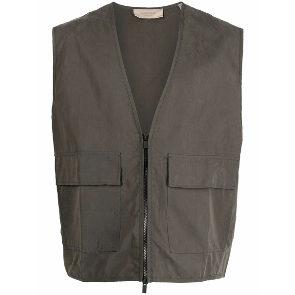 エフオージーエッセンシャルズ メンズ ジャケット＆ブルゾン アウター Patch-pocket zipped waistcoat Green