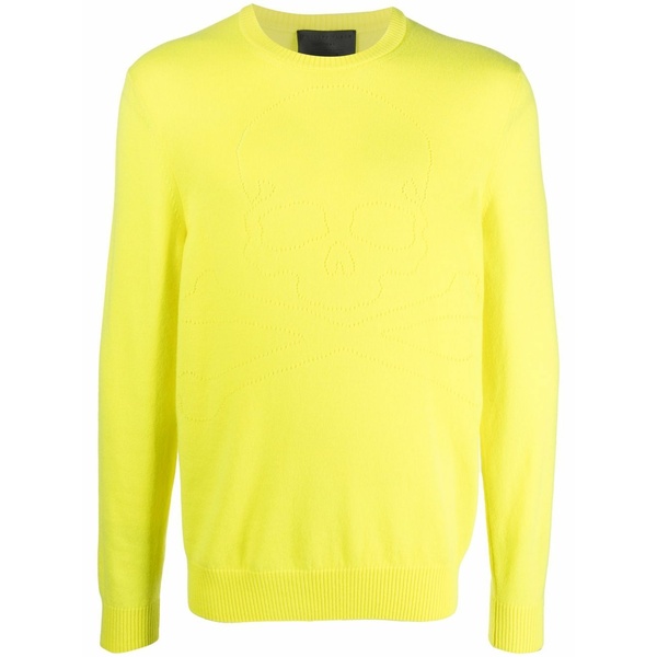 フィリップ飾り気のない メンズ 編み物\u0026プルオーバー アウター Skull pointelle-knit cashmere jumper Yellow