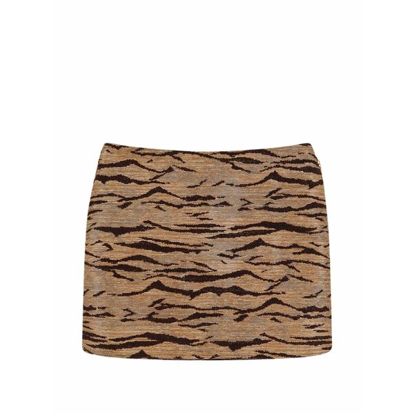 エリザベスフランキ レディース スコート ボトムス Raffia-effect mini skirt Brown スカート-レディースファッション-ボトムス
