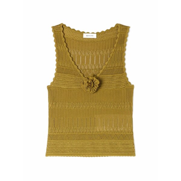 サンドロ レディース シャツ トップス Floral appliqu?? knitted top Green|asty
