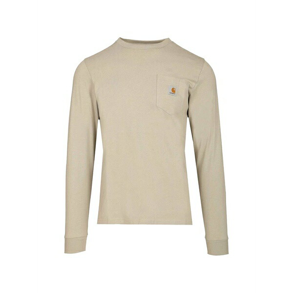 カーハート メンズ Tシャツ トップス Chest-pocket long-sleeve t-shirt Neutrals｜asty