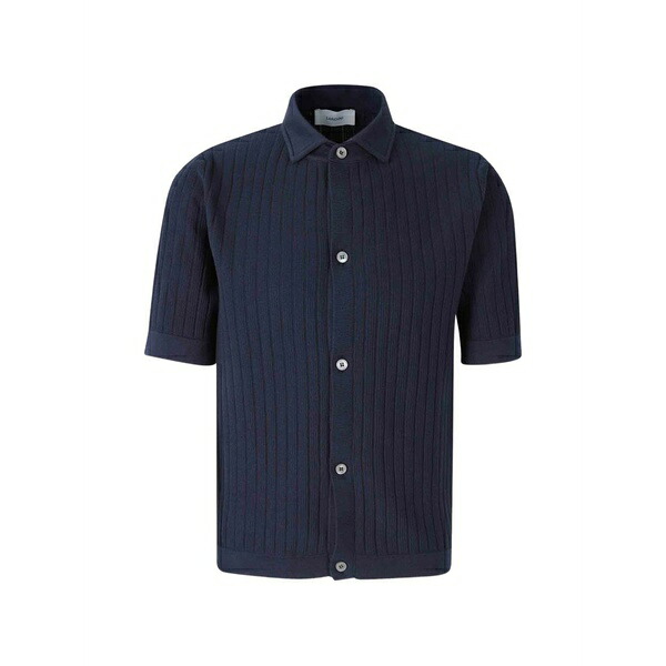 ラルディーニ メンズ シャツ トップス Buttoned ribbed shirt Blue｜asty