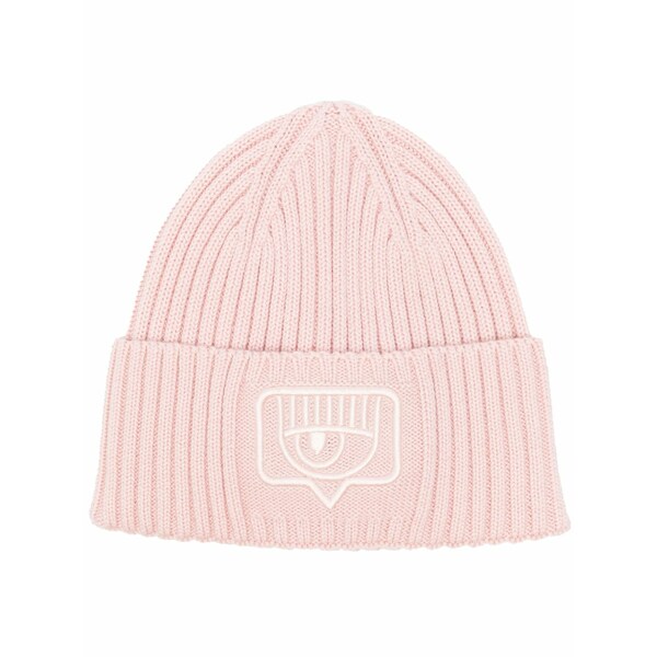 シアラフェラーニ レディース 帽子 アクセサリー Eyelike-embroidered ribbed beanie Pink|asty