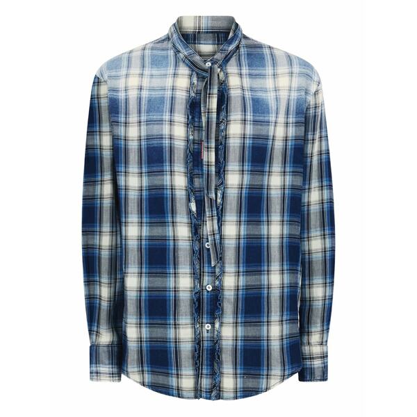 ディースクエアード メンズ プルオーバー トップス Checked ruffled shirt Blue