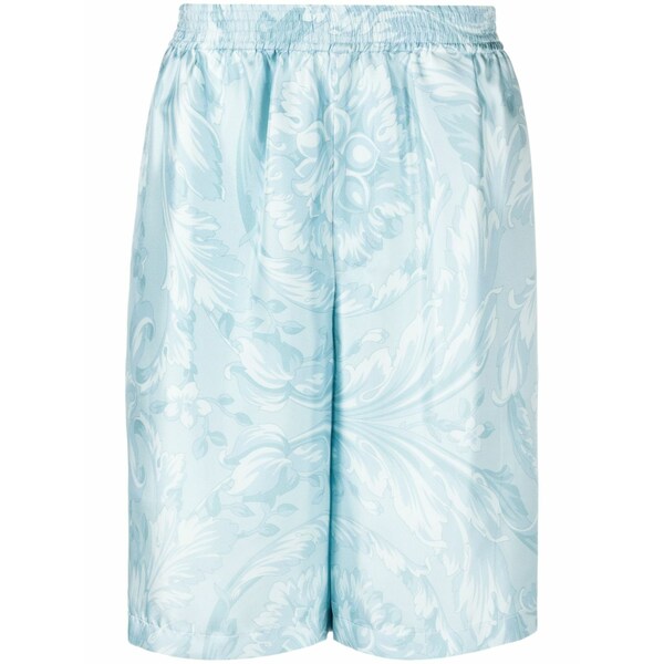 ヴェルサーチ メンズ カジュアルパンツ ボトムス Barocco-print silk shorts Blue|asty