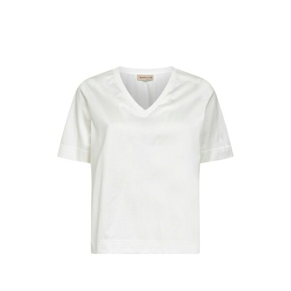 ブランカ ヴィータ レディース プルオーバー トップス V-neck short-sleeve t-shirt White