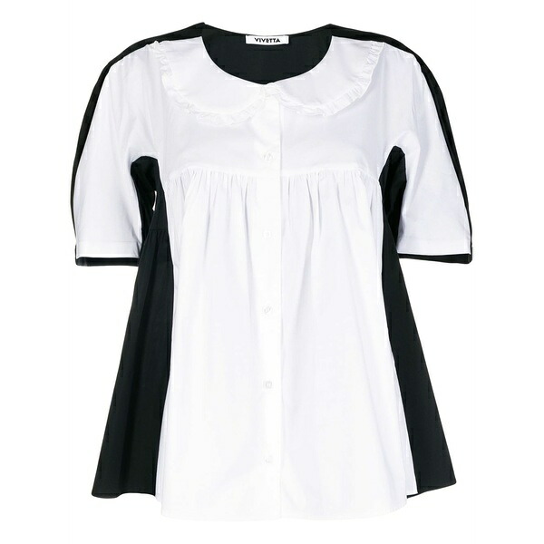 ヴィヴェッタ レディース プルオーバー トップス Colour-block ruffled blouse Black