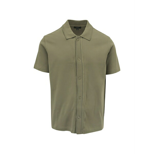 ヴィンス メンズ プルオーバー トップス Jacquard-knit short-sleeve shirt Green