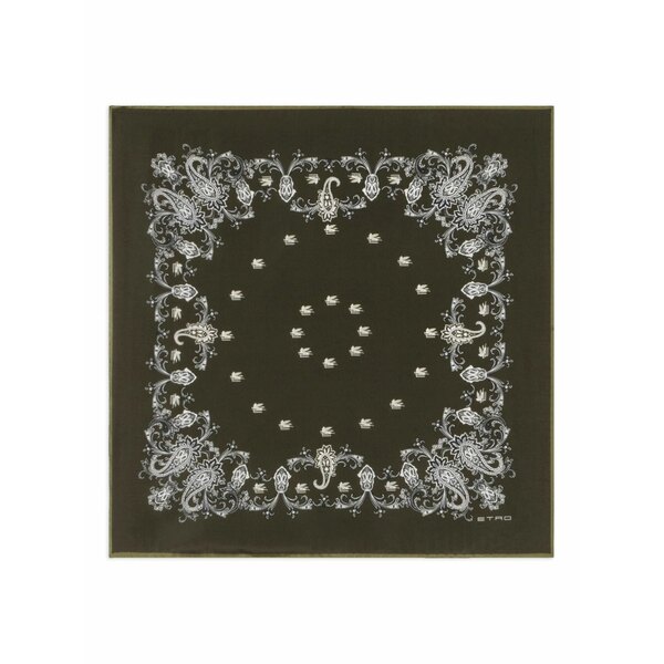 エトロ メンズ 消音装置・袈裟・えり巻き 添え物 Floral paisley scarf Green