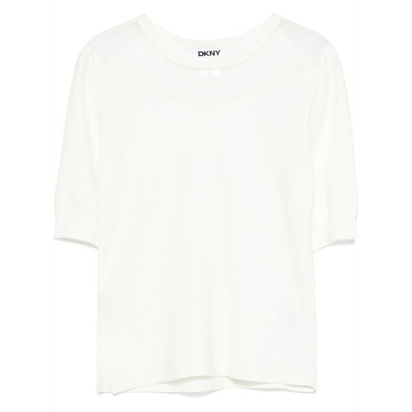 ダナ キャラン ニューヨーク レディース Tシャツ トップス Sheer-panel t-shirt White｜asty
