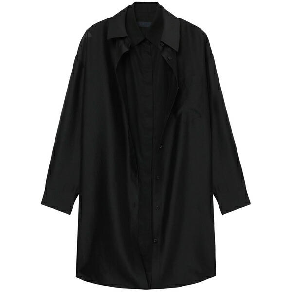 ジュン・ジー レディース プルオーバー トップス Layered longline cotton shirt Black