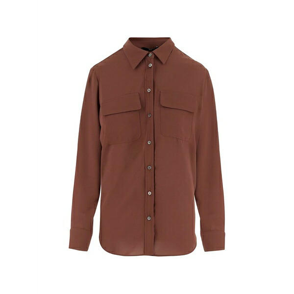 エフ.イット レディース プルオーバー トップス Flap-pockets buttoned shirt Brown