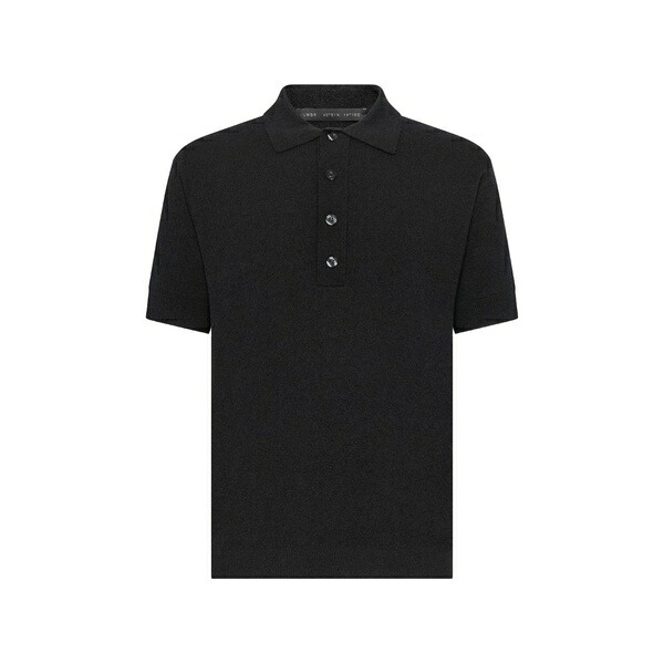 ロウブランド メンズ スポーツシャツ トップス Ribbed-trim knitted polo shirt Black