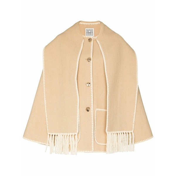 トーテム レディース 上衣＆上衣 アウター Embroidered scarf button-front jacket Neutrals
