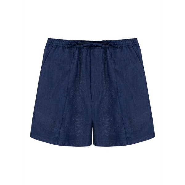 スリー基準打数 レディース 心地好いズボン下 ボトムス Linen shorts Blue