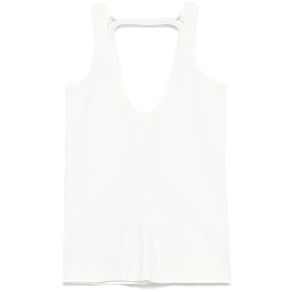 マルタンマルジェラ レディース カットソー トップス Strap-detail tank top White｜asty