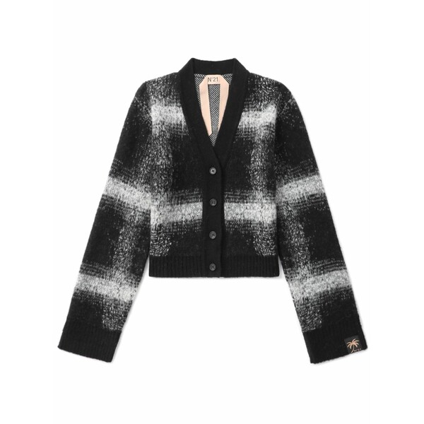 ヌメロ ヴェントゥーノ レディース ジレー アウター Checked cropped cardigan Black