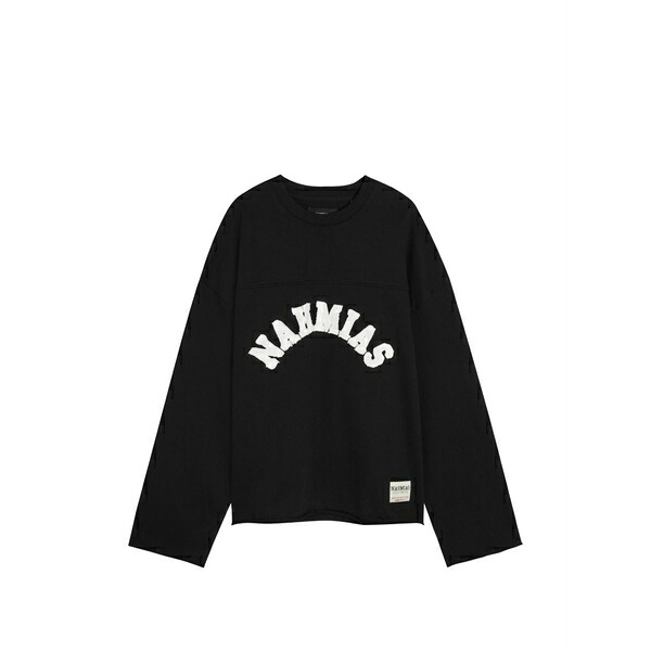 ナミアス メンズ プルオーバー トップス Varsity logo-appliqu??d cotton t-shirt Black