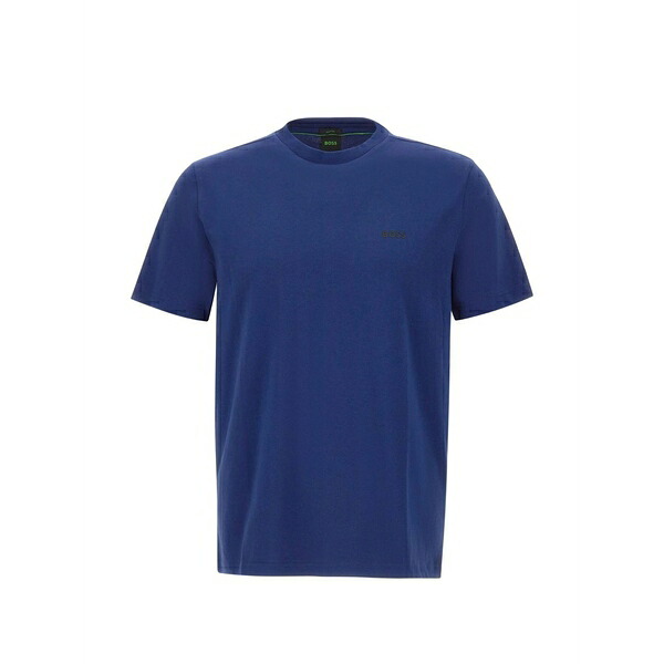 ボス メンズ Tシャツ トップス Logo-print crew-neck t-shirt Blue｜asty