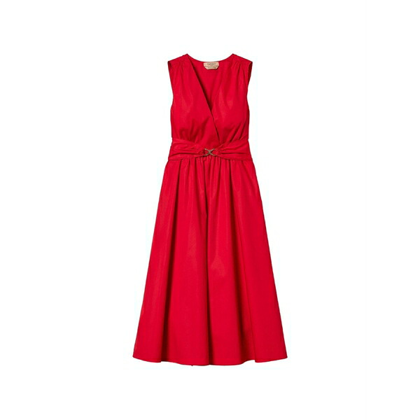 ツイン仕掛ける レディース 衣装 トップス V-neck belted MIDI dress Red