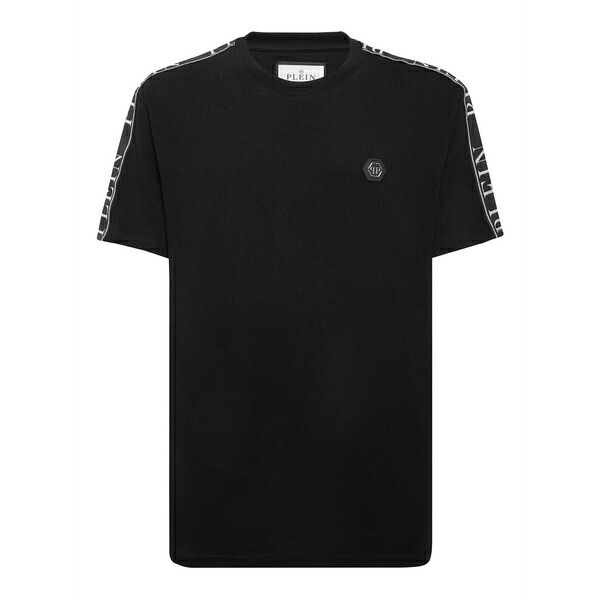 フィリップ飾り気の無い メンズ プルオーバー トップス Plein tape t-shirt Black