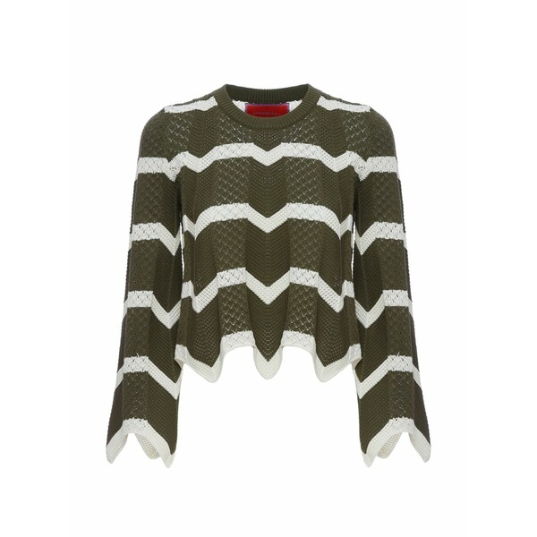 ラ・ダブル・ジェイ レディース 編み物\u0026プルオーバー アウター Chevron crops sweater Green