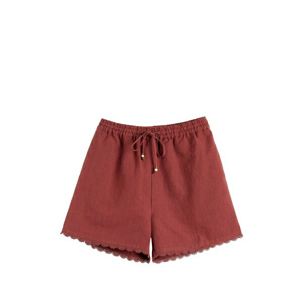 チンティアンドパーカー レディース カジュアルパンツ ボトムス Scallop-trim shorts Red|asty