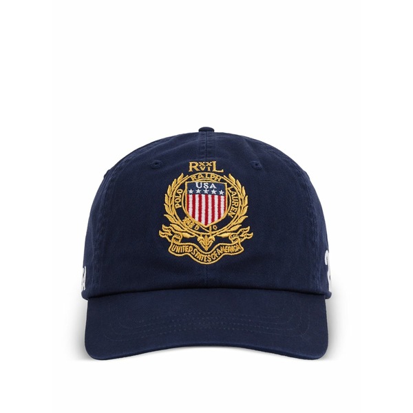 ラルフローレン メンズ 鳥打ち帽 付属物 Embroidered-crest baseball cap Blue