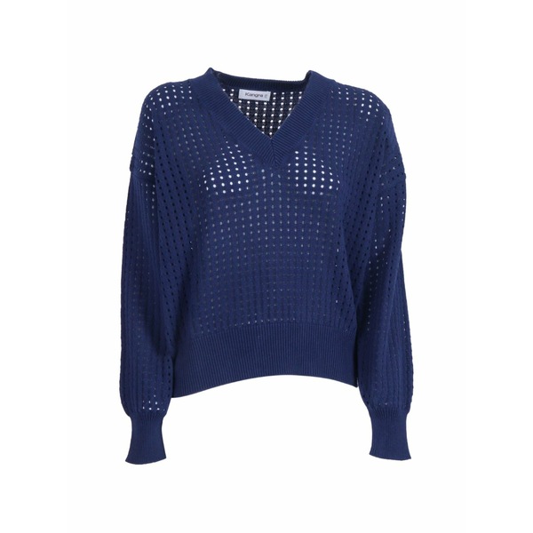 カングラ  レディース 編み物\u0026プルオーバー アウター Open-knit v-neck jumper Blue