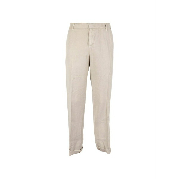 ドンダップ メンズ 心地好いズボン下 ボトムス Pressed-crease turn-up trousers Neutrals