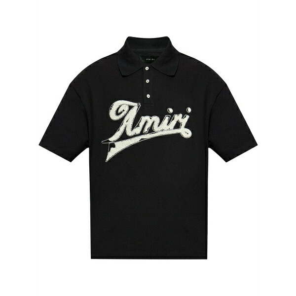 アミリ メンズ スポーツシャツ トップス Embroidered-logo polo shirt Black