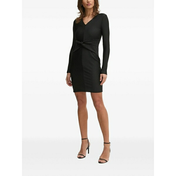 ダナ キャラン ニューヨーク州 レディース 衣裳 トップス Ribbed knot-detail mini dress Black