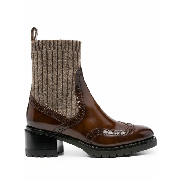 サントーニ レディース ブーツ シューズ Sock-style ankle boots Brown|asty