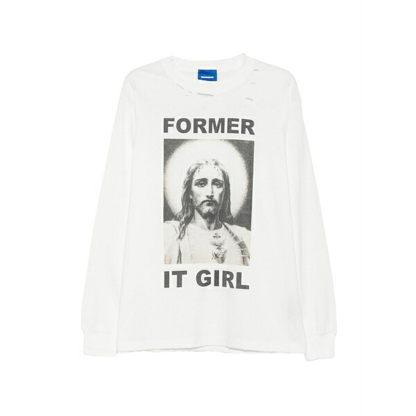 ダガー メンズ ティーシャツ トップス Distressed graphic-print t-shirt White