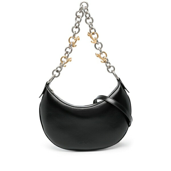 象牙色 レディース ショルダーバッグ 御徒面子 Hemisphere leather shoulder bag Black