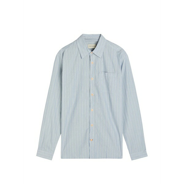 オリバースペンサー メンズ プルオーバー トップス Striped-print chest-pocket shirt Blue
