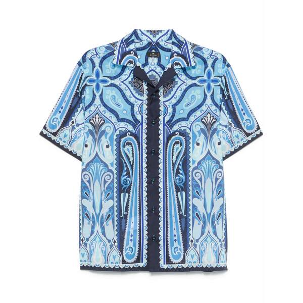 エトロ メンズ プルオーバー トップス Paisley-print bowling shirt Blue