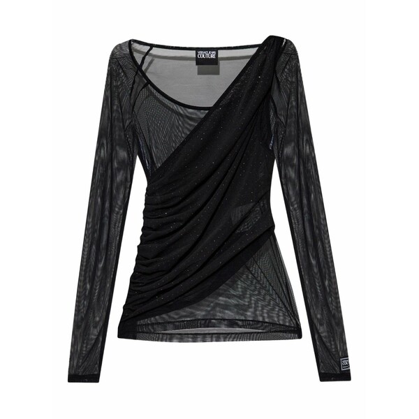 呼びりん探し回る レディース ティーシャツ トップス Draped top  Black