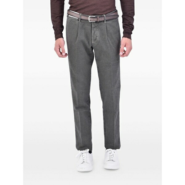 インコテックス メンズ 心地よいズボン下 ボトムス Textured straight-leg jeans Black