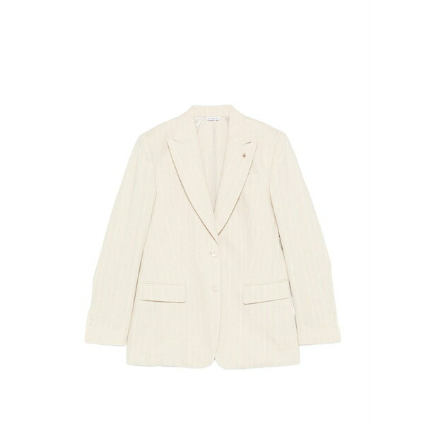 マニュエル リッツ レディース 上衣＆上衣 アウター Pinstripe-pattern peak-lapel jacket Neutrals